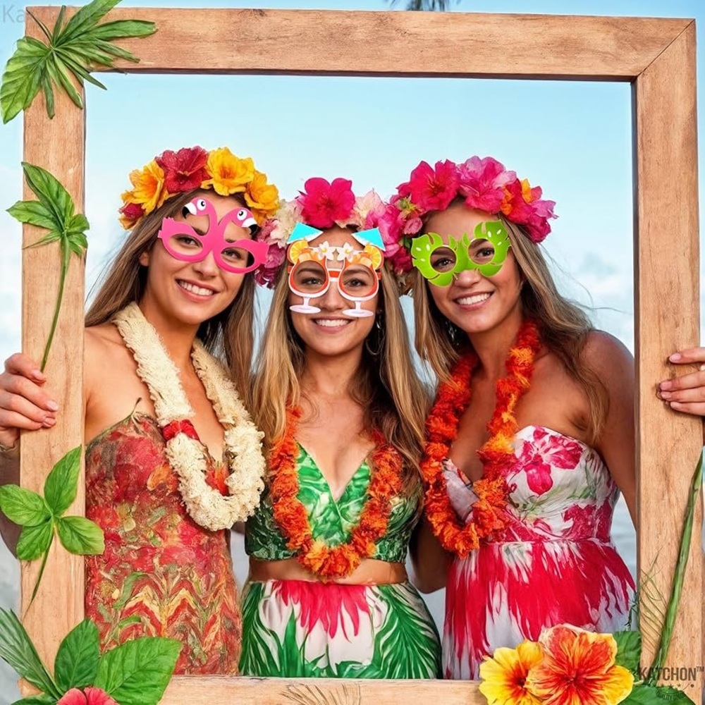 Luau Party Decorations 12 PCS Hawaiian Theme Paper Eyeglasses for Tropical Party - Picture 11 of 16
